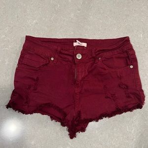 Burgundy Jean Shorts